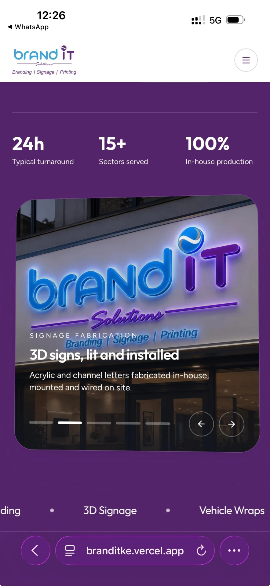 Brand It KE illuminated 3D signage fabrication and installation in Nairobi